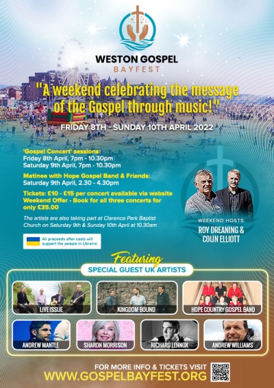 Weston Gospel Bayfest : Friday 8th - Sunday 10th April 2022