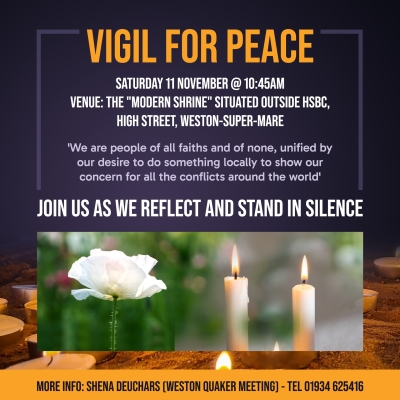 Vigil for Peace - Saturday 11 November - 10:45am